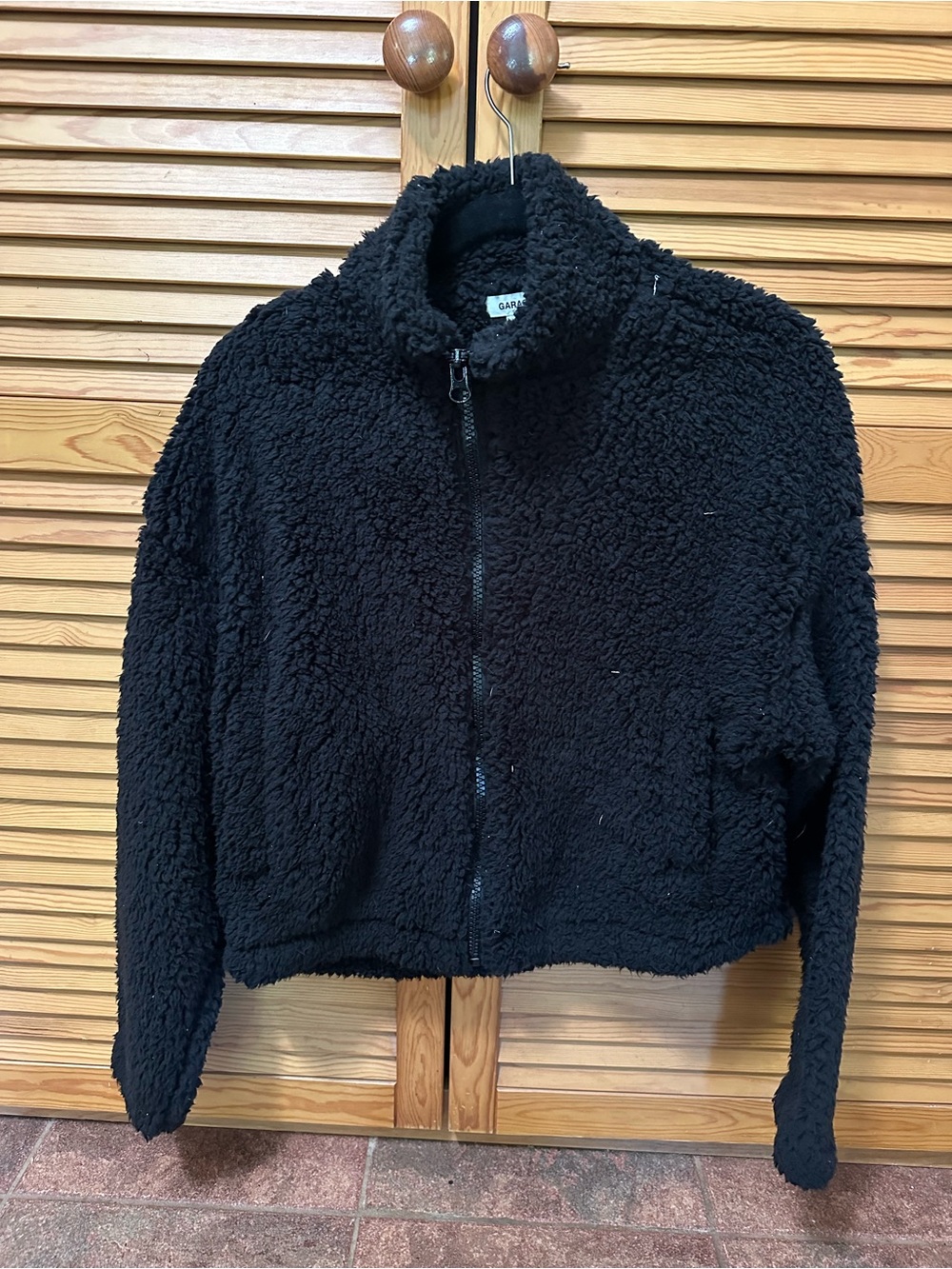 Garage Black Teddy Zip-Up Jacket